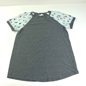 Gray Raglan Shirt with Duck Print Sleeves National Picnic Size XS unisex